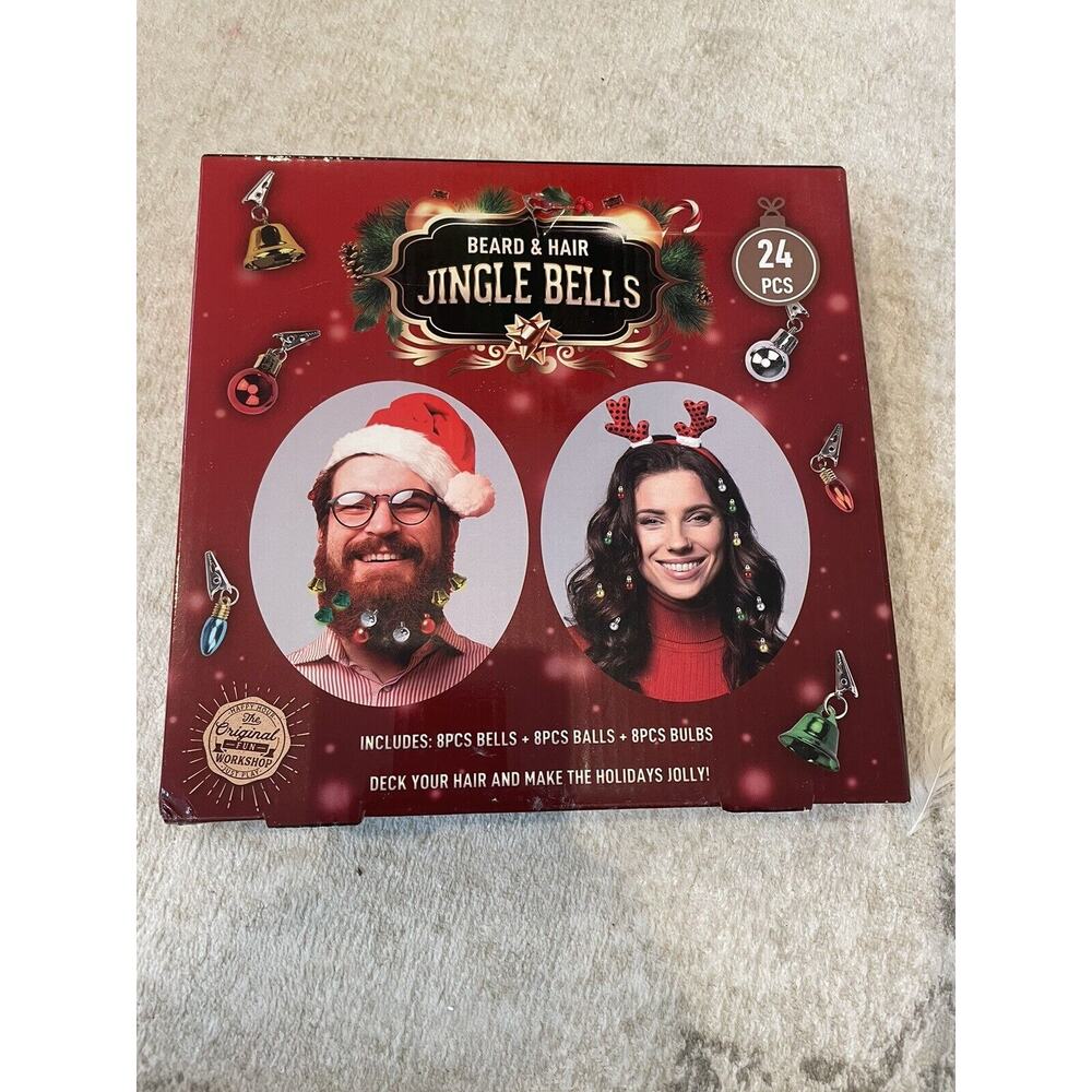 BNIB Beard & Hair Clip On Jingle‎ Bells Novelty Christmas